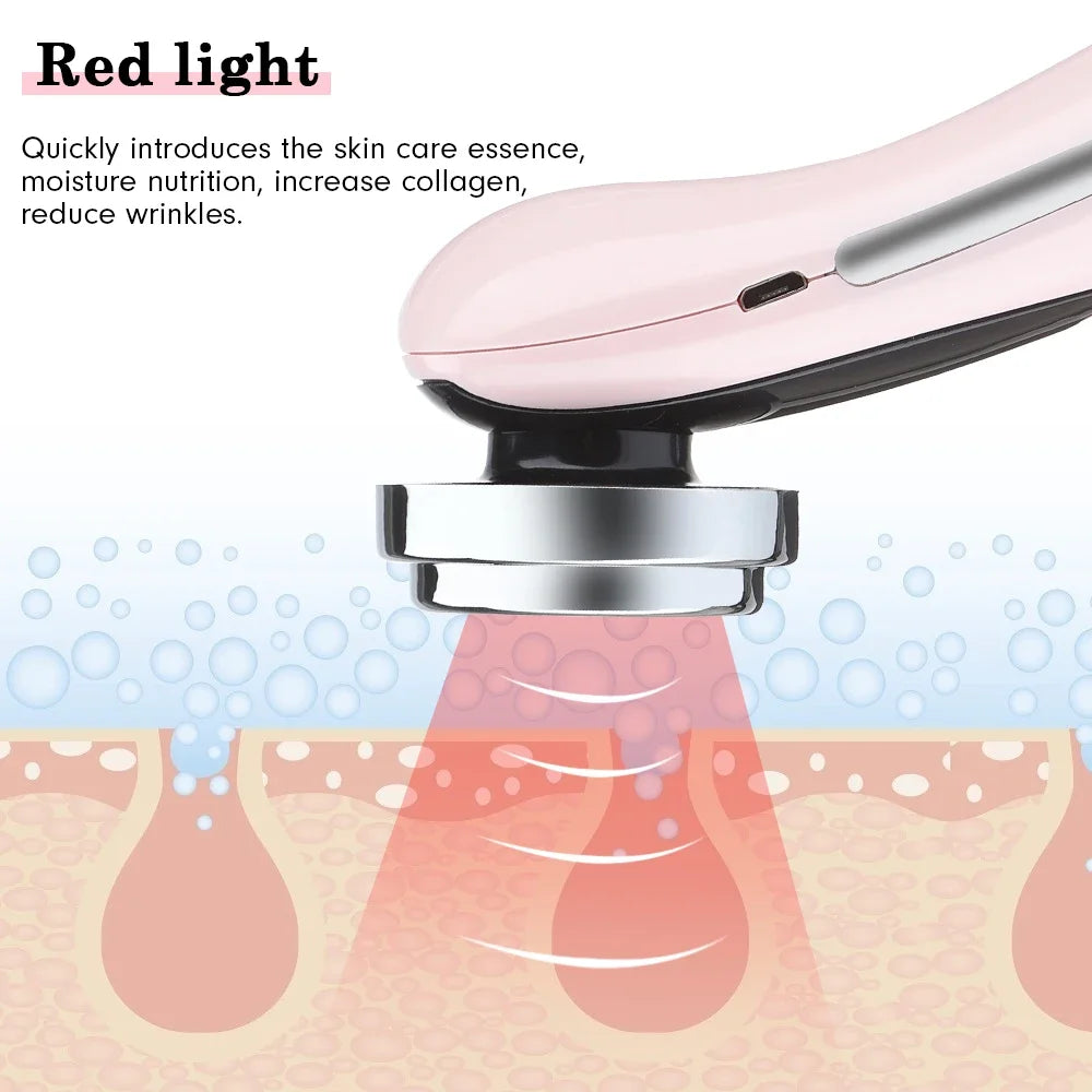 EMS Facial Massager LED Light Therapy Sonic Ion Vibration