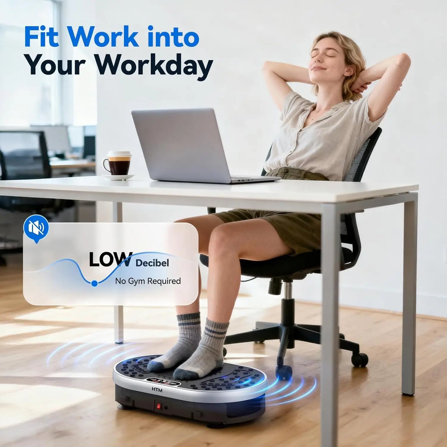 HTMM Vibration Plate Exercise Machine 120 Speeds 9 Programs