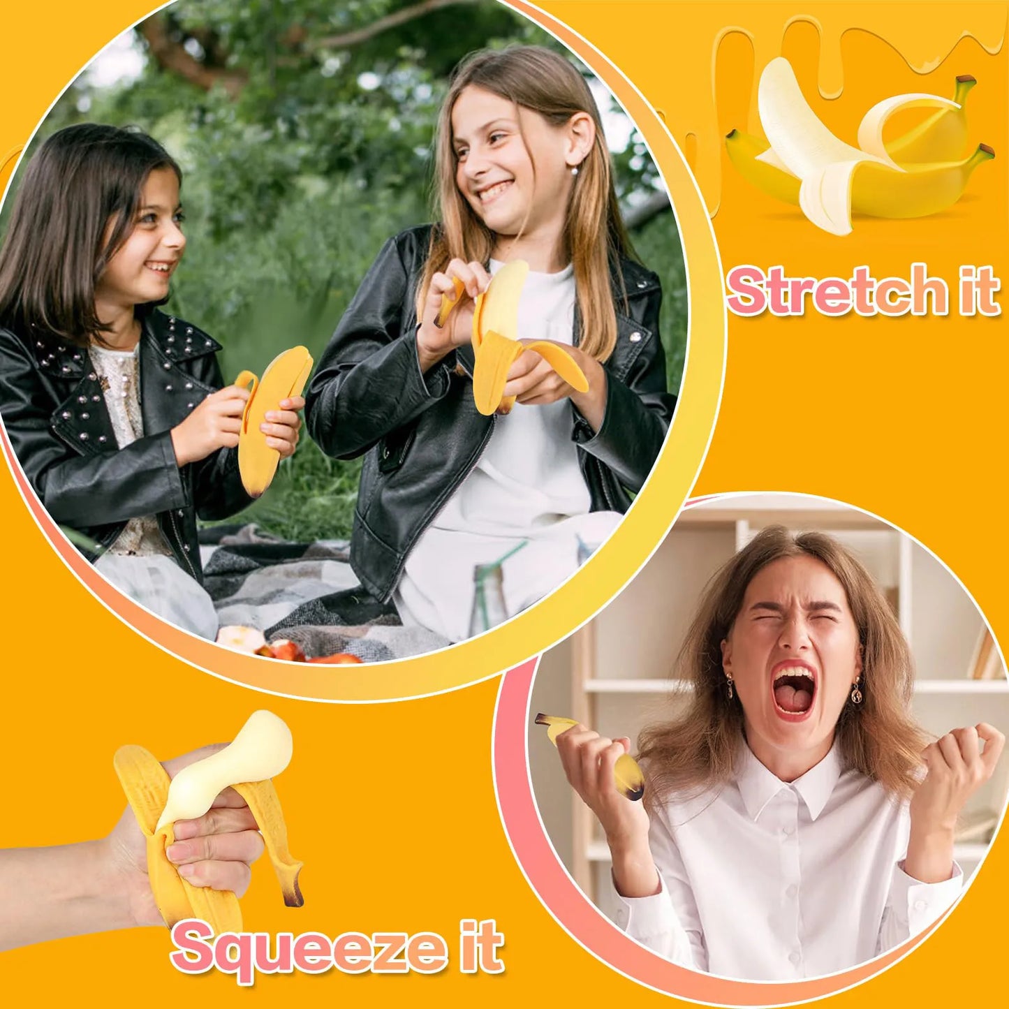 Fruit Squishy Stress Ball Fidget Toy Banana Anxiety Relief