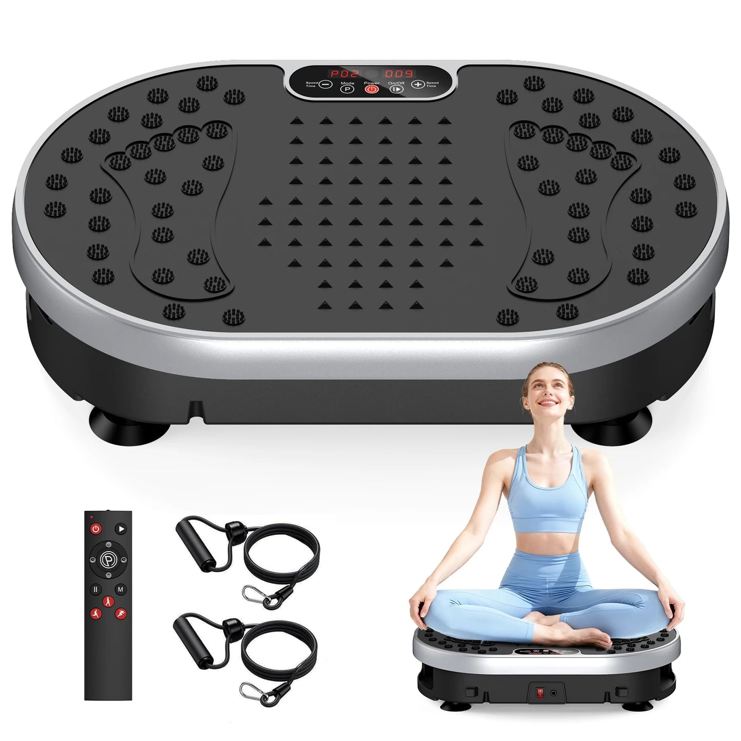 HTMM Vibration Plate Exercise Machine 120 Speeds 9 Programs