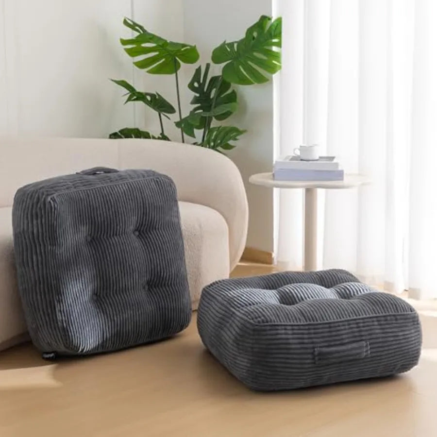 Floor Meditation Cushion For Adults With Removable Tufted Corduroy Cover