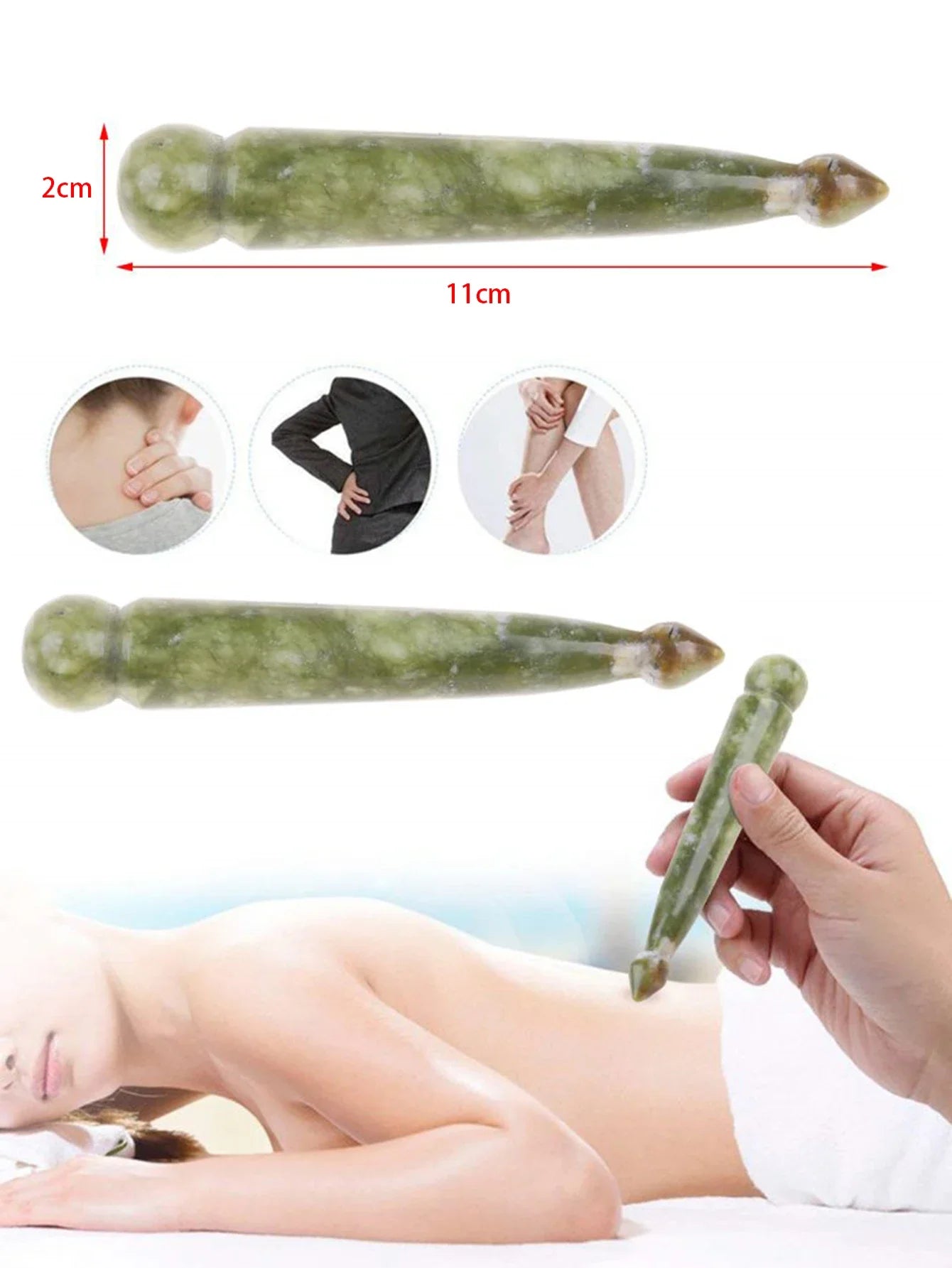 Natural Jade Stone Massage Stick Gua Sha Tool For Face
