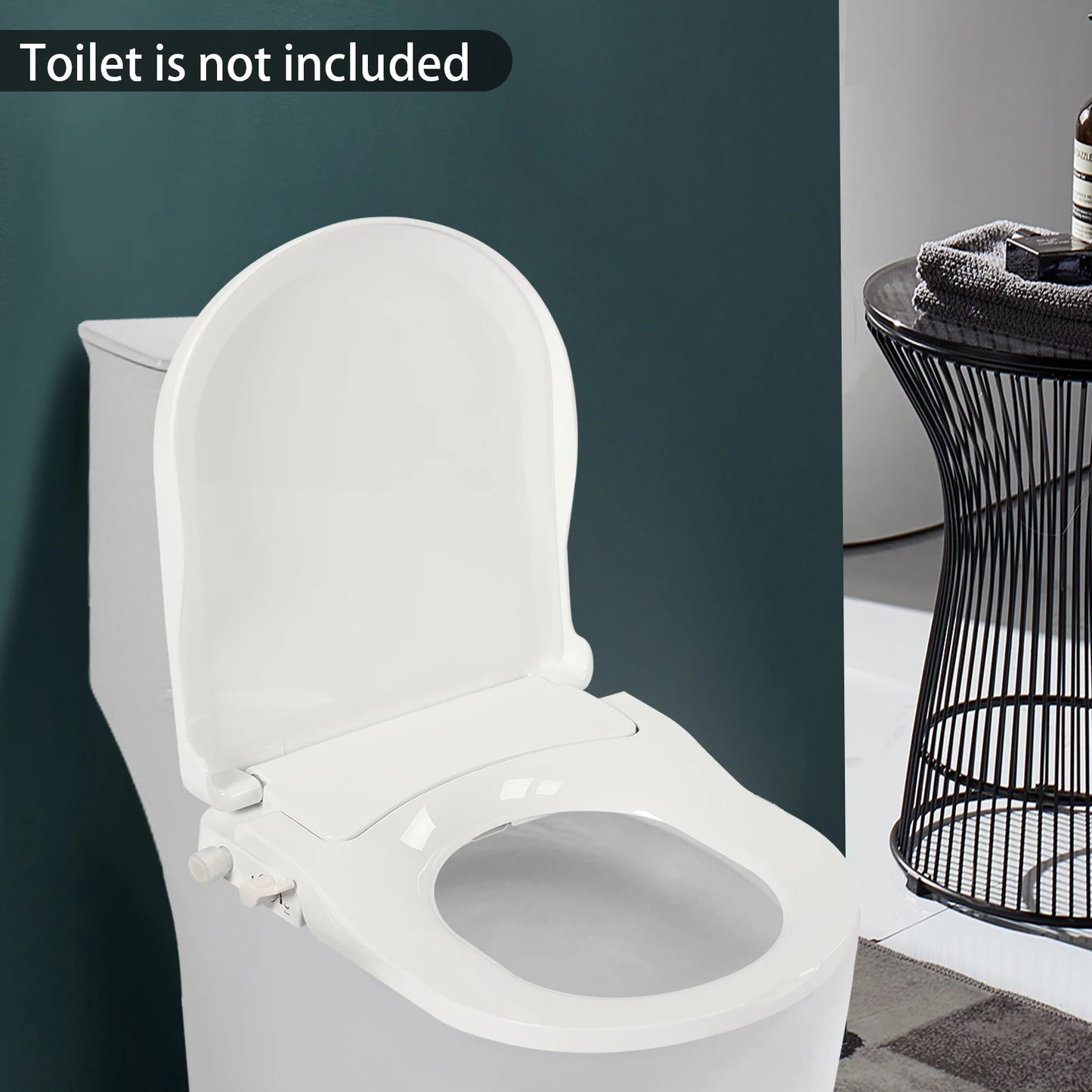 Non-Electric Bidet Toilet Seat With Dual Nozzles For Elongated Toilets