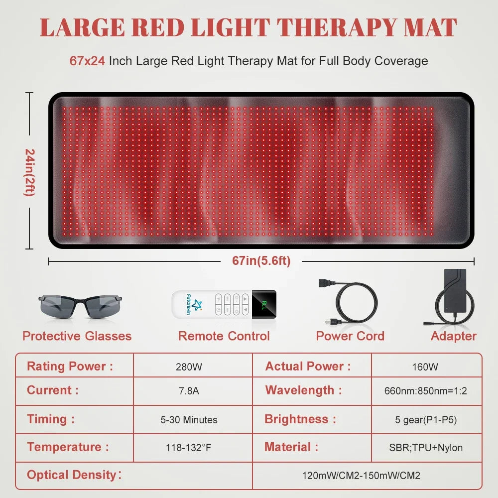 Astarexin Infrared Light Therapy Mat With 1440 LEDs 660nm 850nm