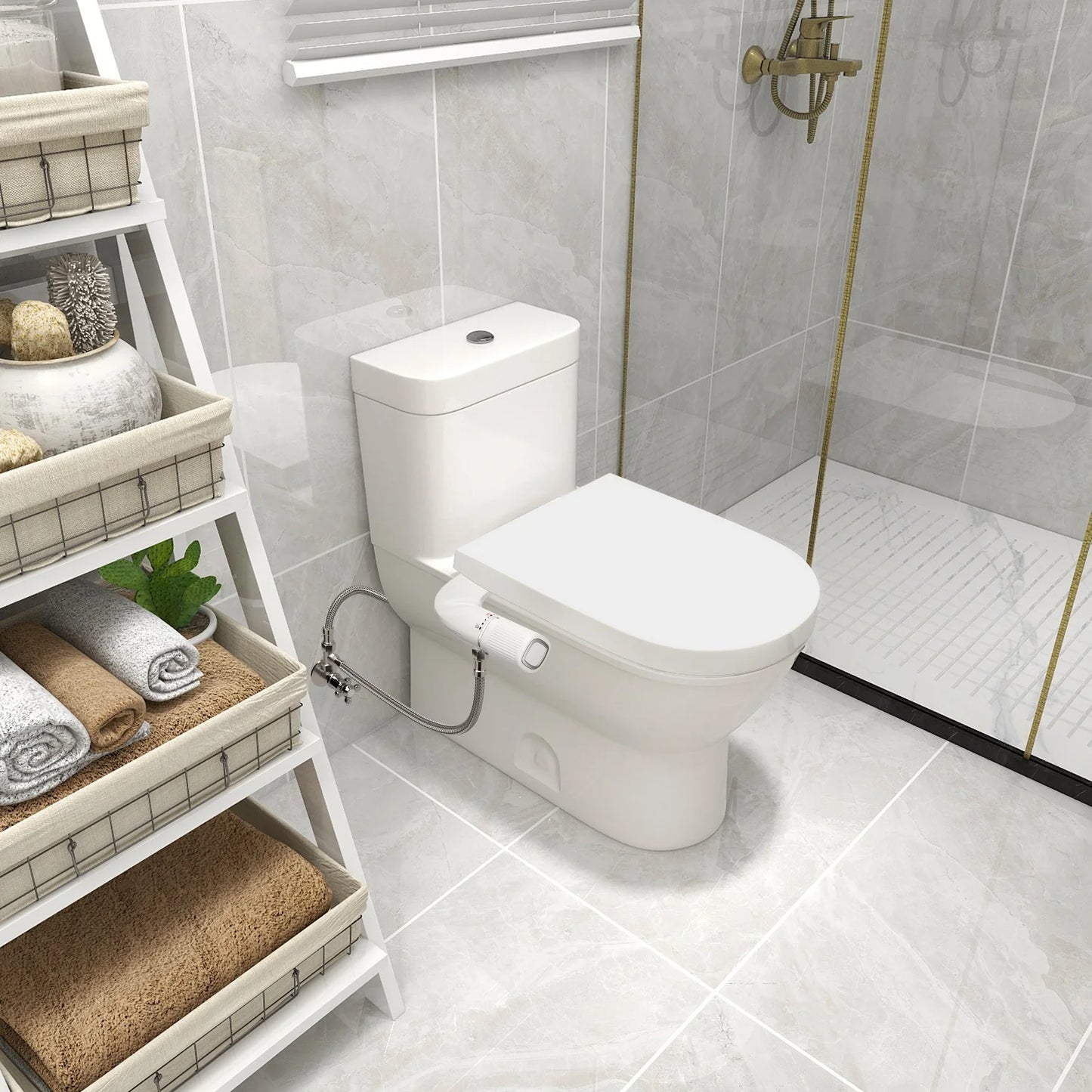 SAMODRA Bidet Non Electric Toilet Attachment Dual Nozzles Brass Inlet