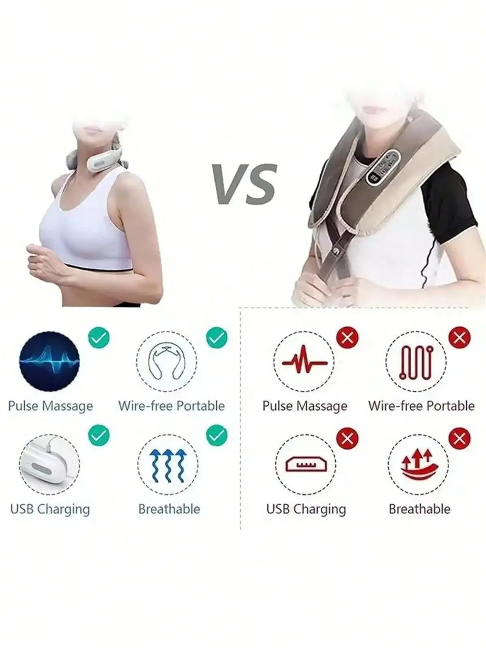 Portable Electric Neck Massager Rechargeable Muscle Relief Device