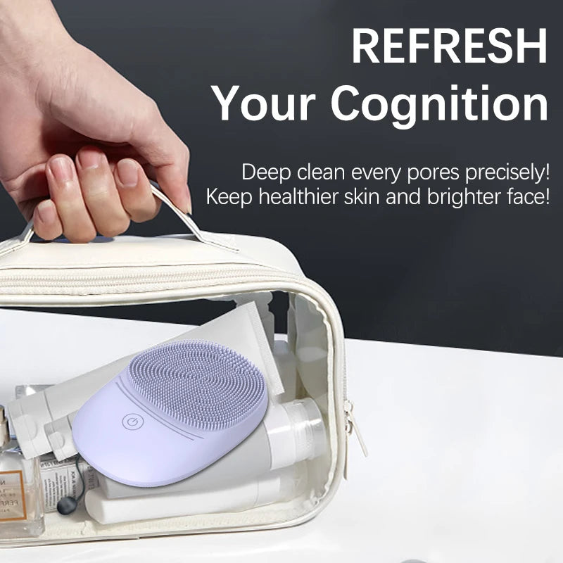 Silicone Electric Facial Cleansing Brush With Sonic Vibration