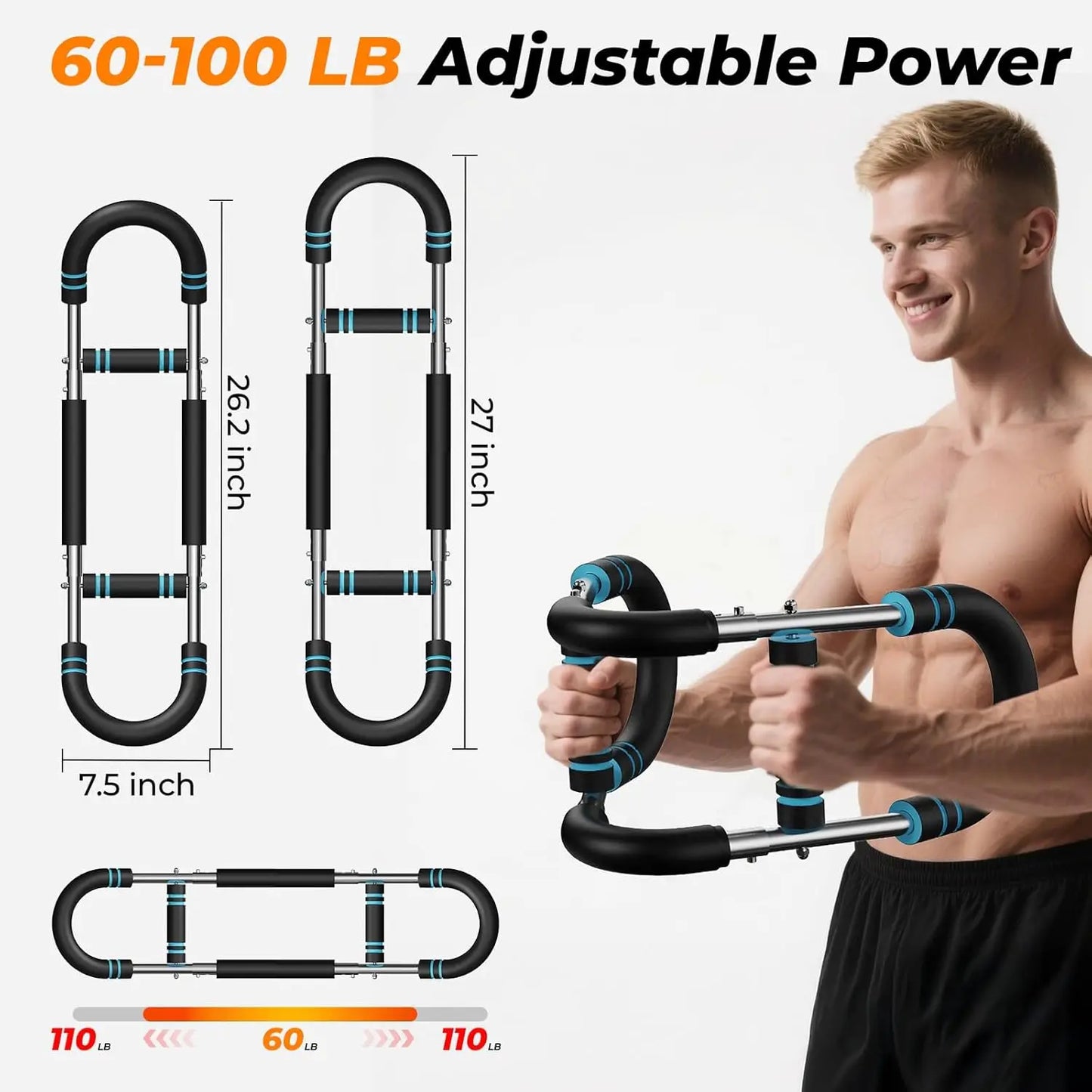 U Shape Arm Trainer Gripper 60-100 Lb Power Twister Bar