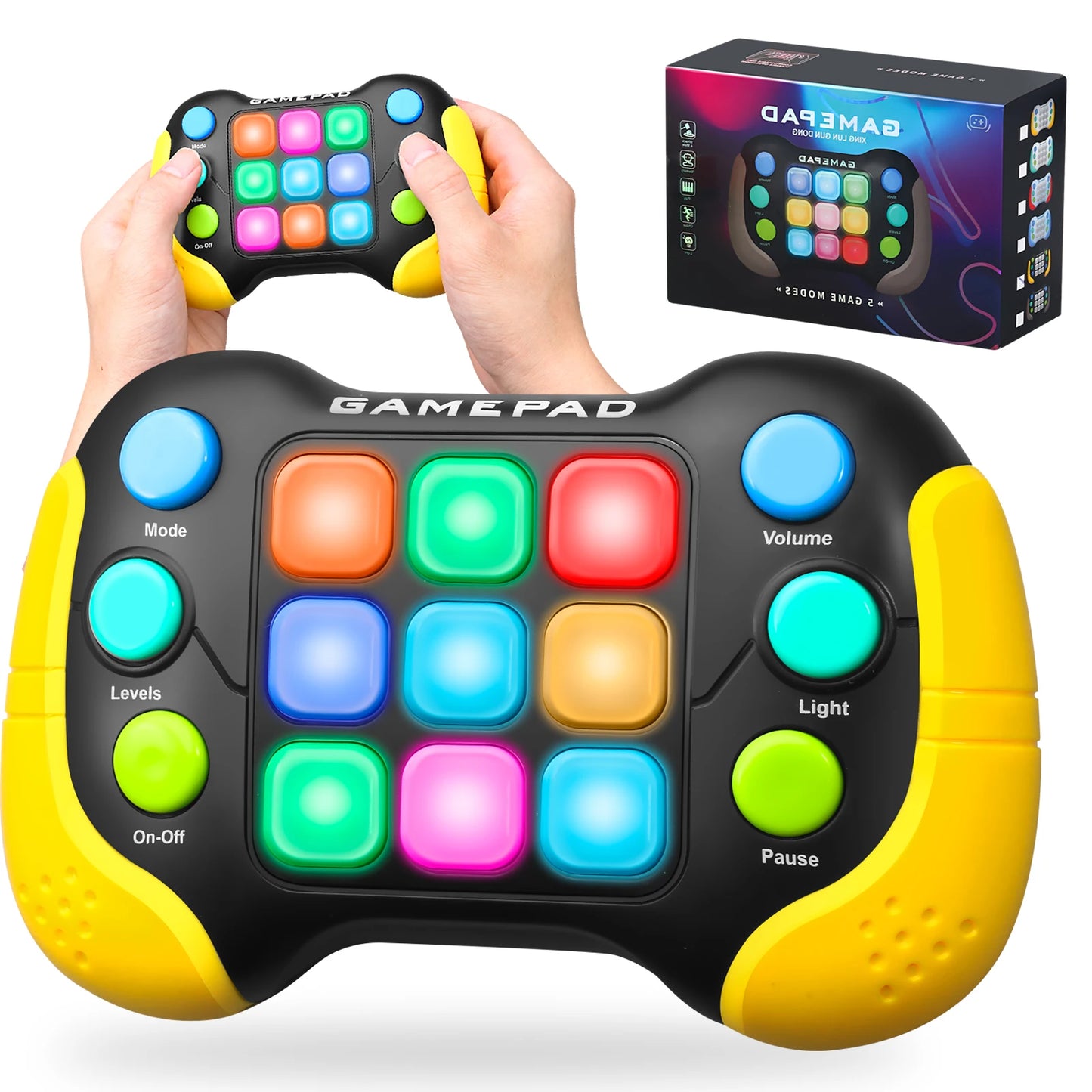 Electronic pop-up game light up play fidget toys,handheld games for children adults Push button gamepads press push games,5 mode