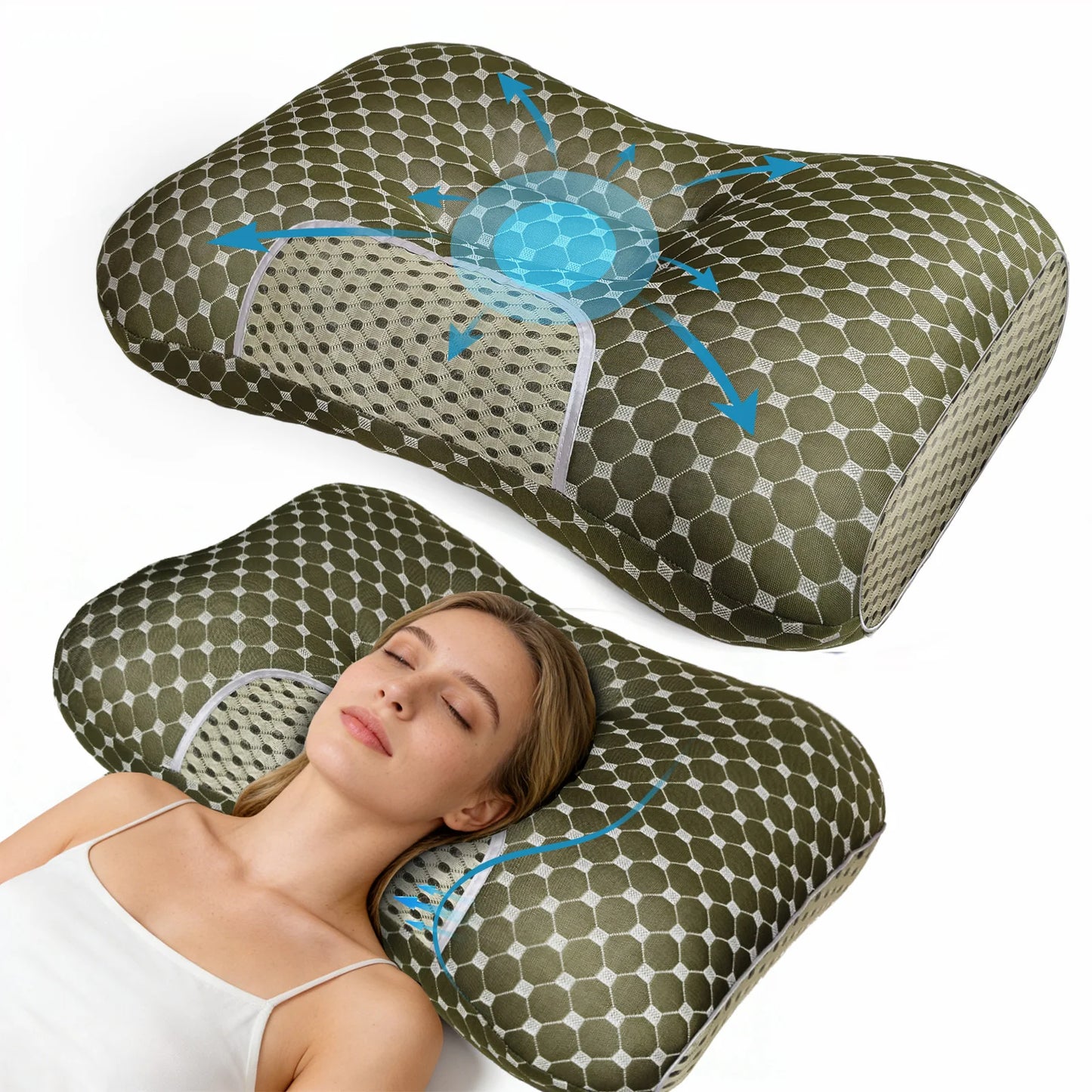 NONECN Couples Soft Knit Neck Massage Pillow Adjustable Ergonomic Design