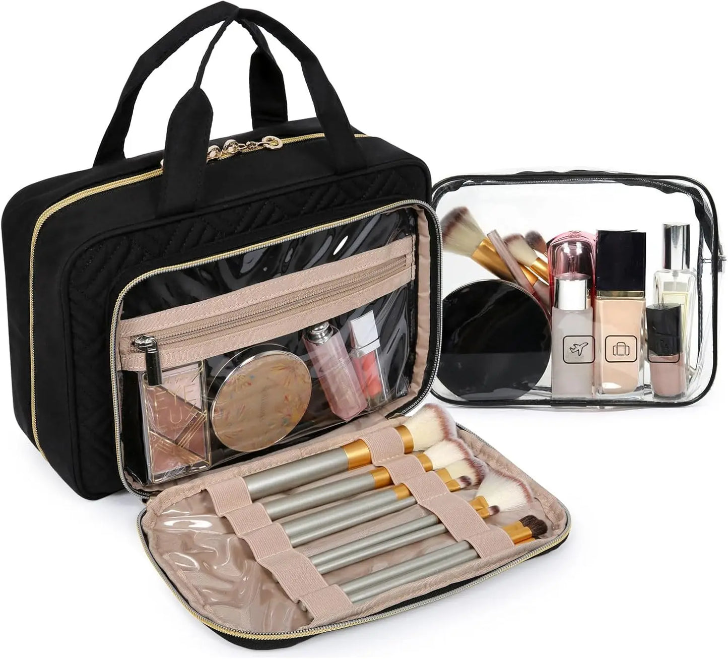 Hanging Toiletry Bag With TSA Transparent Cosmetic Pouch