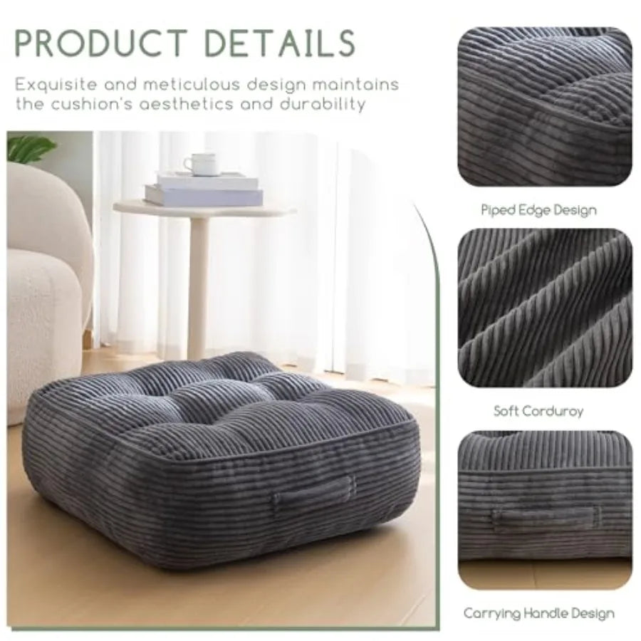 Floor Meditation Cushion For Adults With Removable Tufted Corduroy Cover