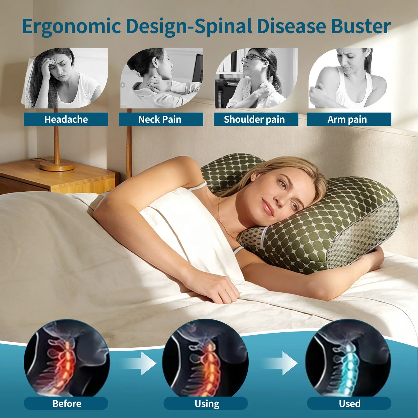 NONECN Couples Soft Knit Neck Massage Pillow Adjustable Ergonomic Design