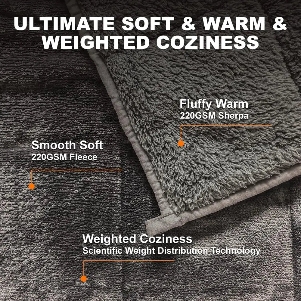 15 lb Plush Fleece Weighted Blanket for Adults Warm