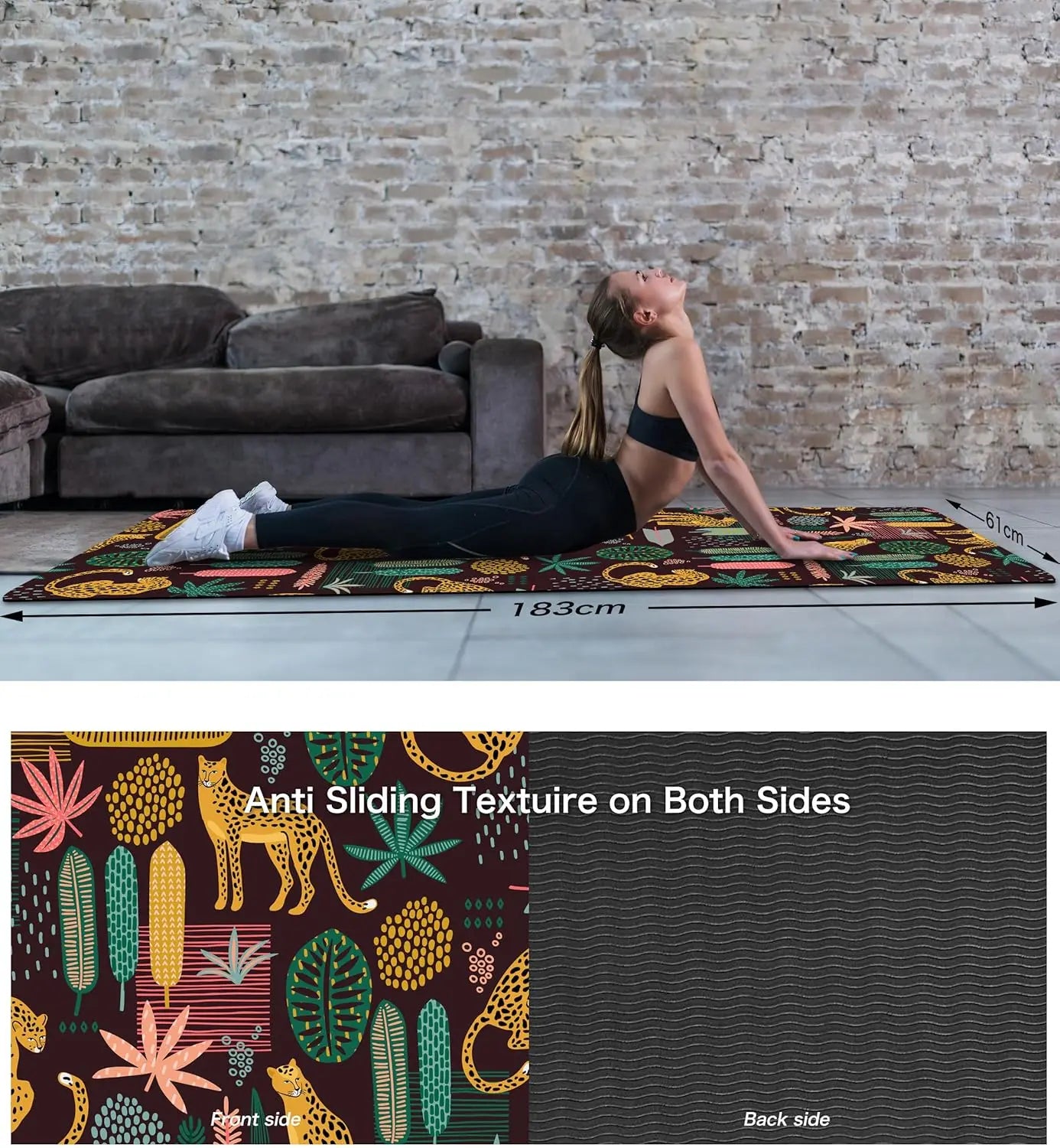 TPE Non Slip Yoga Mat With Carrying Strap For Home