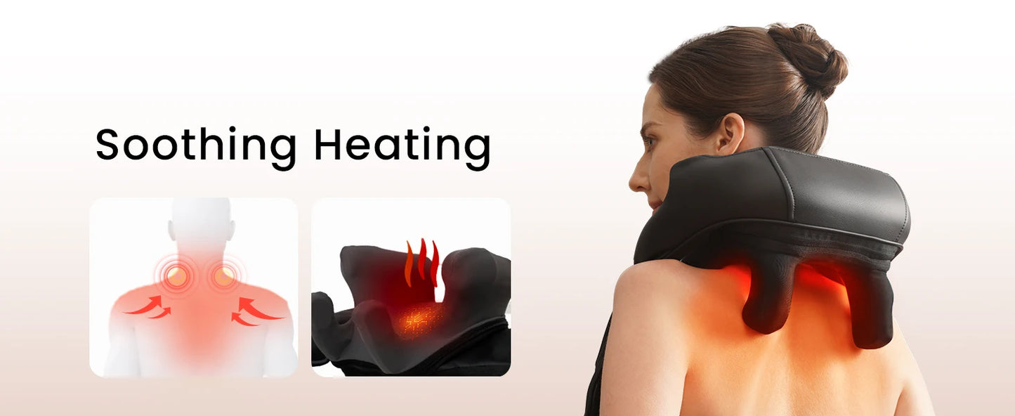 MASGRE Cordless Neck Back Massager With Adjustable Width Heat