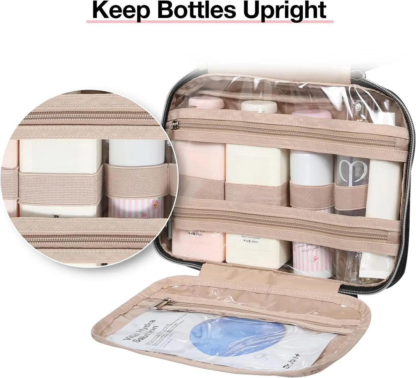 Hanging Toiletry Bag With TSA Transparent Cosmetic Pouch