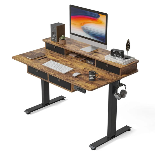 48'' x 24'' Electric Standing Desk Adjustable Height with 4 Drawers, Home Office Stand Up Table with 4, Customized