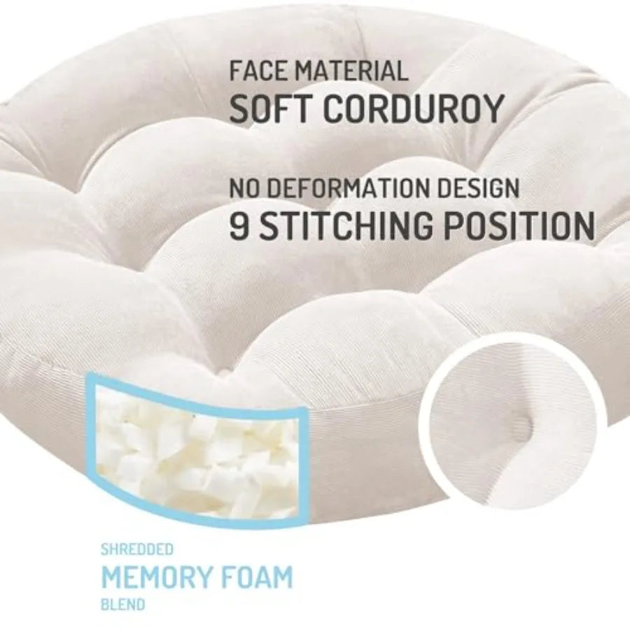 Meditation Floor Pillow Set of 2 Tufted Corduroy Tatami Cushions