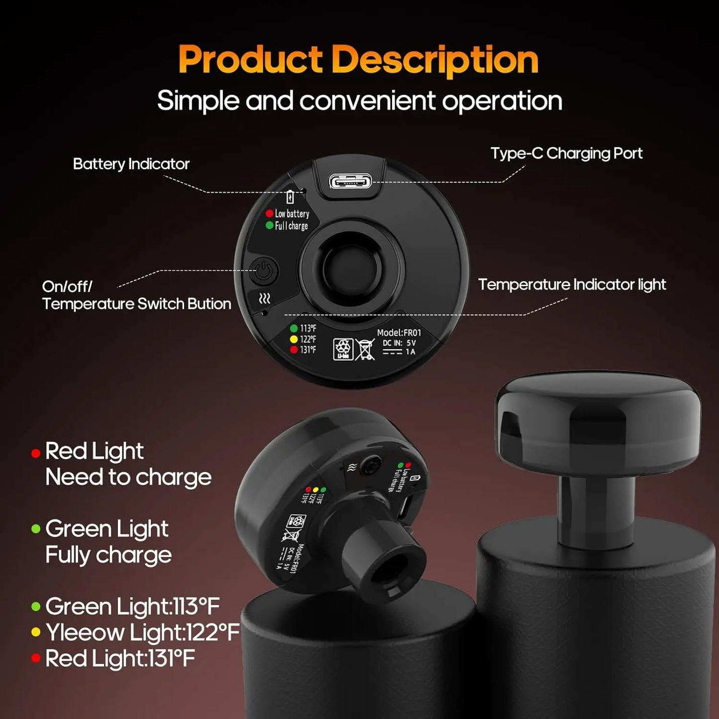 Deep Tissue Massage Gun With Heat For Pain Relief Percussion