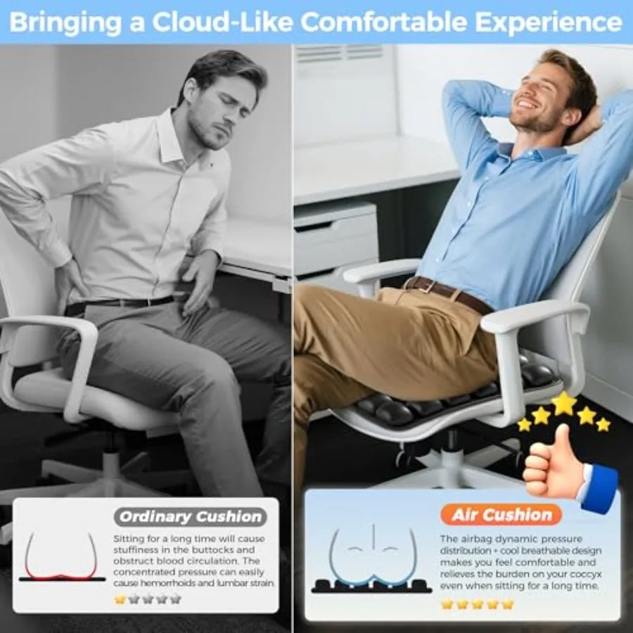 Upgrade Airplane Seat Cushion Without Air Pump Inflatable Seat Cushion for Long Flights Portable Wheelchair Cushions Adjustable