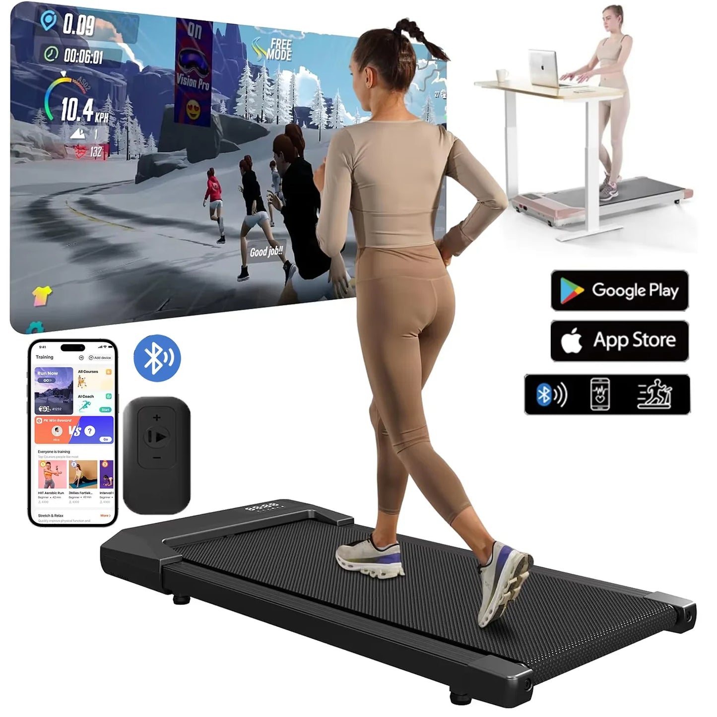 Superun 2in1 Treadmill For Home Walking Running Fitness Machine