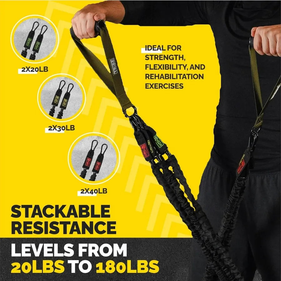 Tube Resistance Bands Set With Bar And Ankle Straps