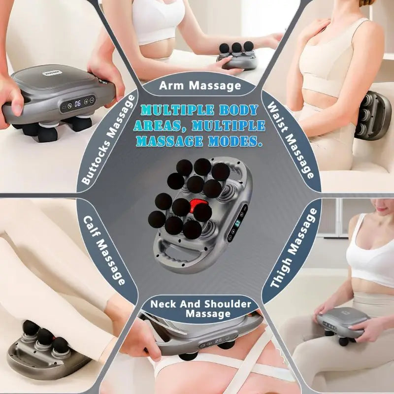 Silent 12-Head Deep Tissue Massage Gun For Full Body