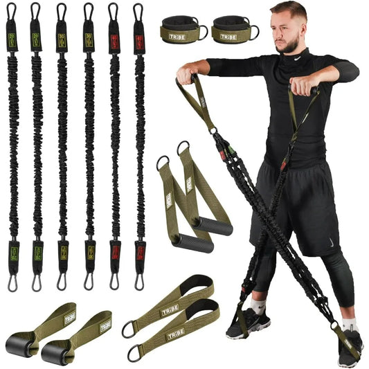 Tube Resistance Bands Set With Bar And Ankle Straps