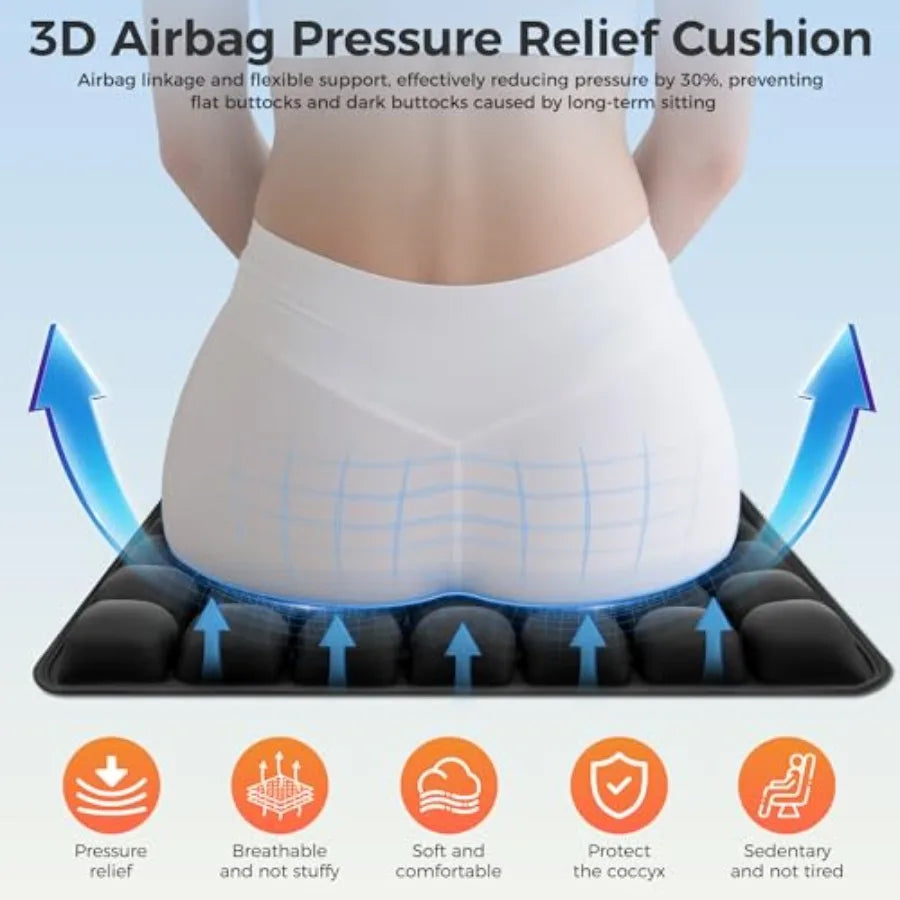 Upgrade Airplane Seat Cushion Without Air Pump Inflatable Seat Cushion for Long Flights Portable Wheelchair Cushions Adjustable