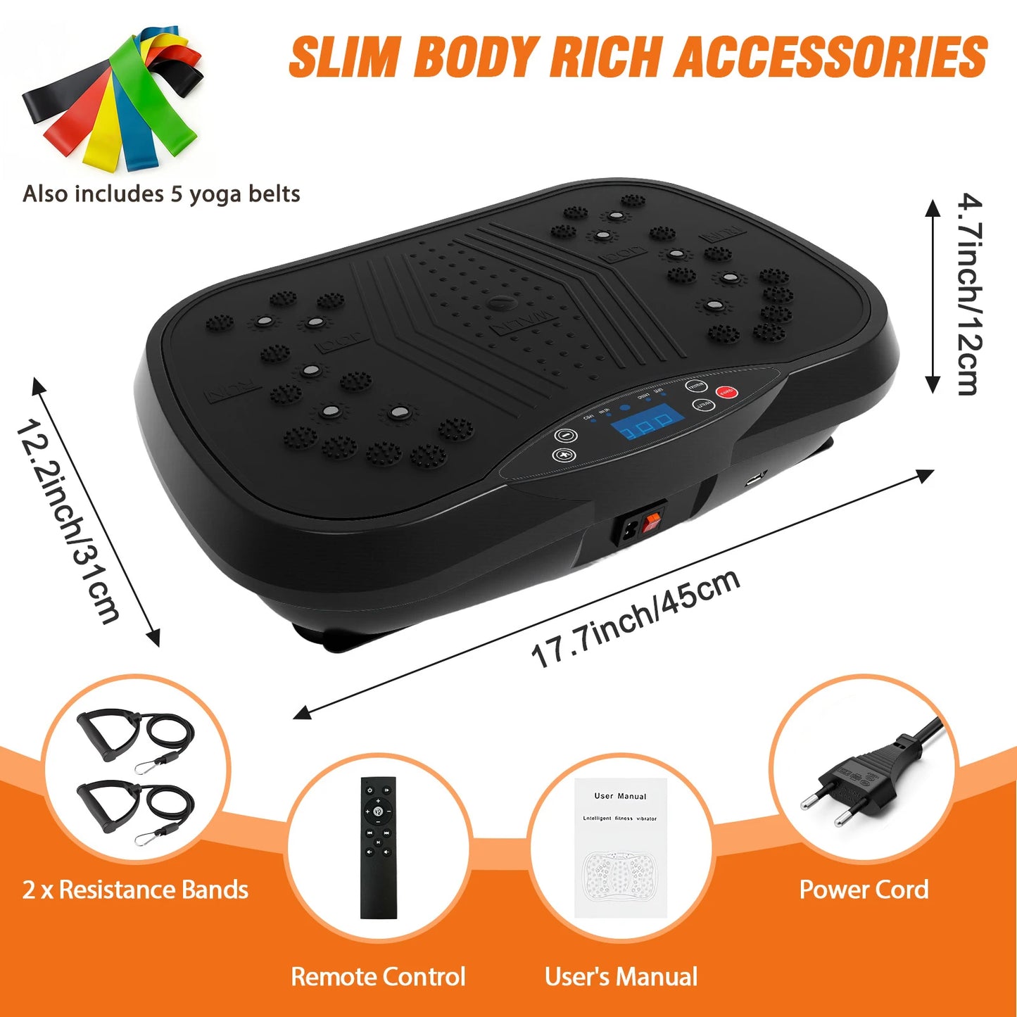 Portable Vibration Plate With Bluetooth Resistance Bands And Yoga Straps