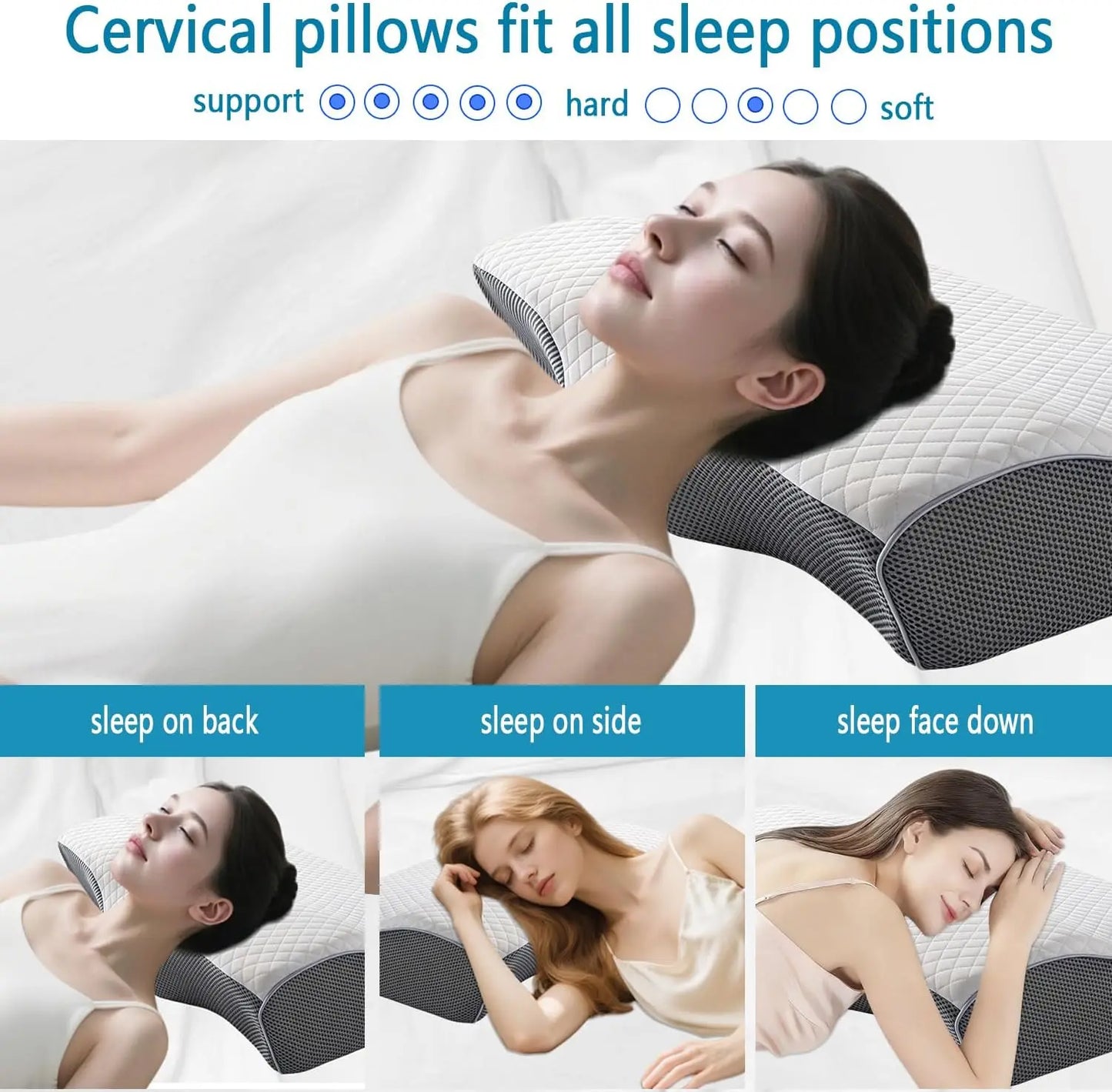 Sleep Apnea Pillow for Neck Pain & Snoring Relief - Orthopedic Cervical Memory Foam Pillow, Ergonomic Contour, Medium Firm Suppo