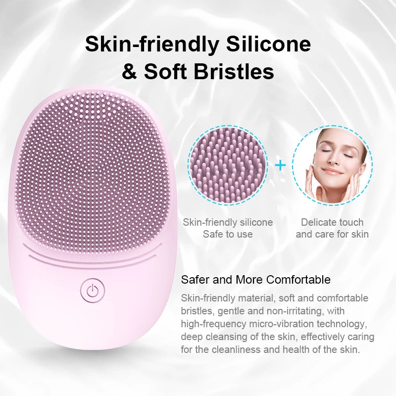 Silicone Electric Facial Cleansing Brush With Sonic Vibration