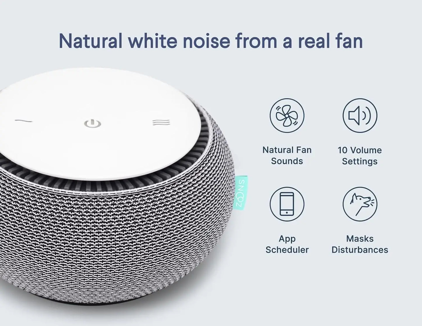 Smart White Noise Machine with Real Fan - Non-Looping Sleep Aid for Adults, Travel, Bedroom & Baby Registry