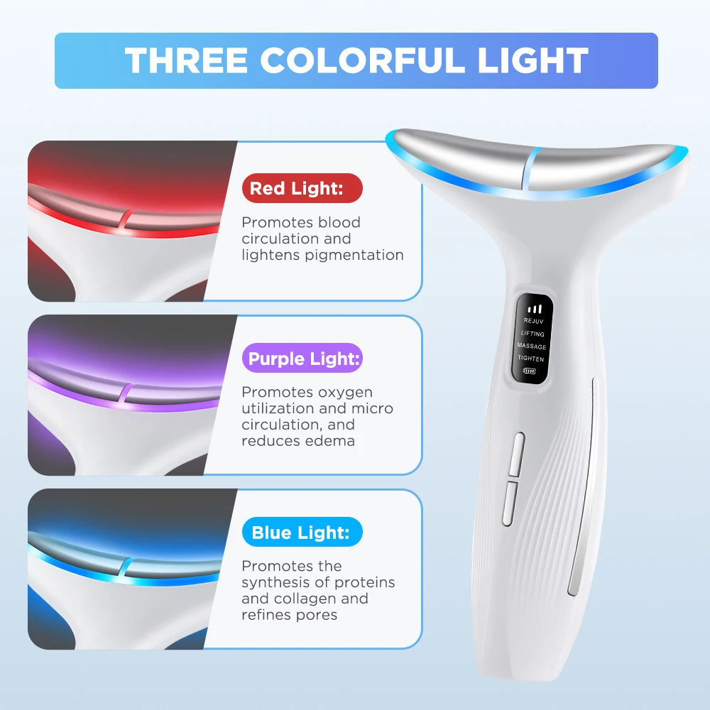 Hailicare 4 Modes LED Neck Beauty Device EMS Facial Lifting Massager