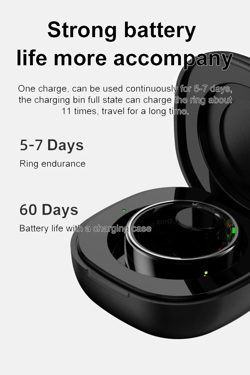 Govllfoz R08 Smart Ring Heart Rate Monitoring With Charging Case