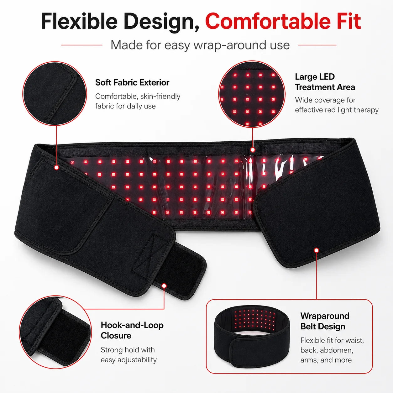 Near Infrared Red Light Therapy Belt For Waist Massage