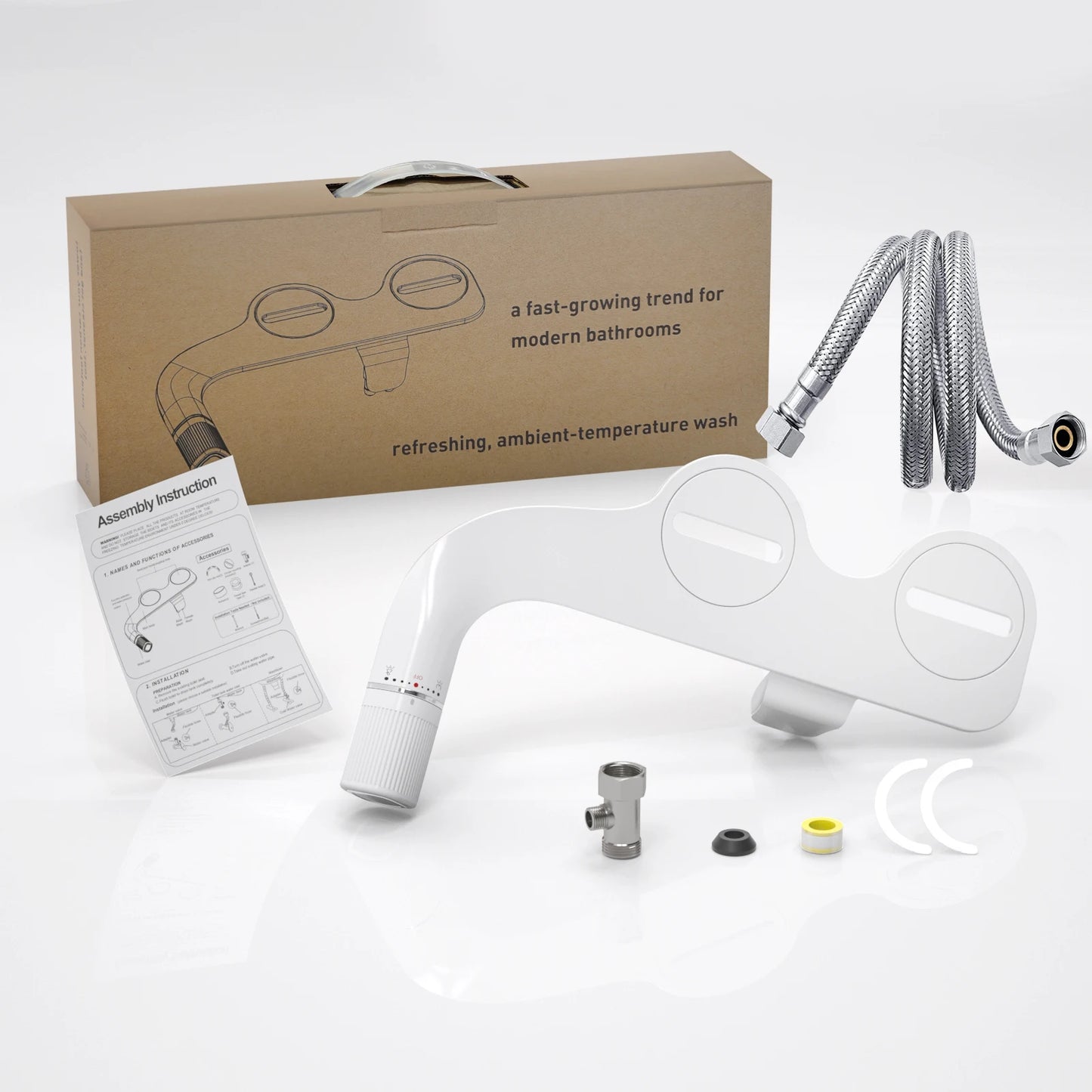 SAMODRA Bidet Non Electric Toilet Attachment Dual Nozzles Brass Inlet