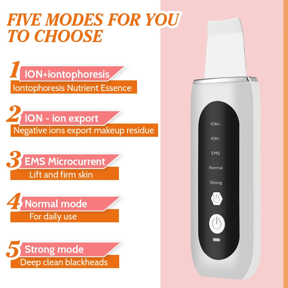 Ultrasonic Skin Scrubber Deep Clean Pore Cleanser Facial Spatula
