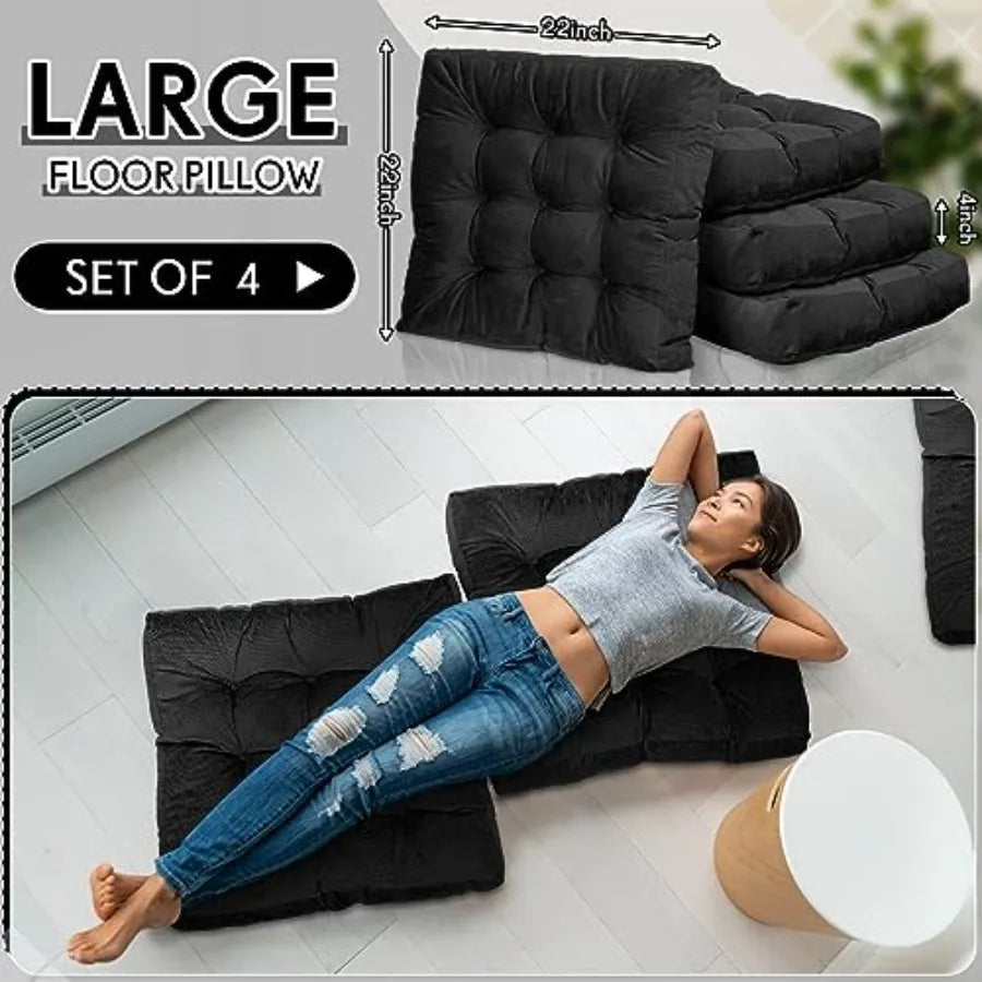 Floor Pillow Cushions 22 x 22 Inch Round Square Large Meditation Floor Pillow for Classroom Adult Meditation Picnic Party Cushi