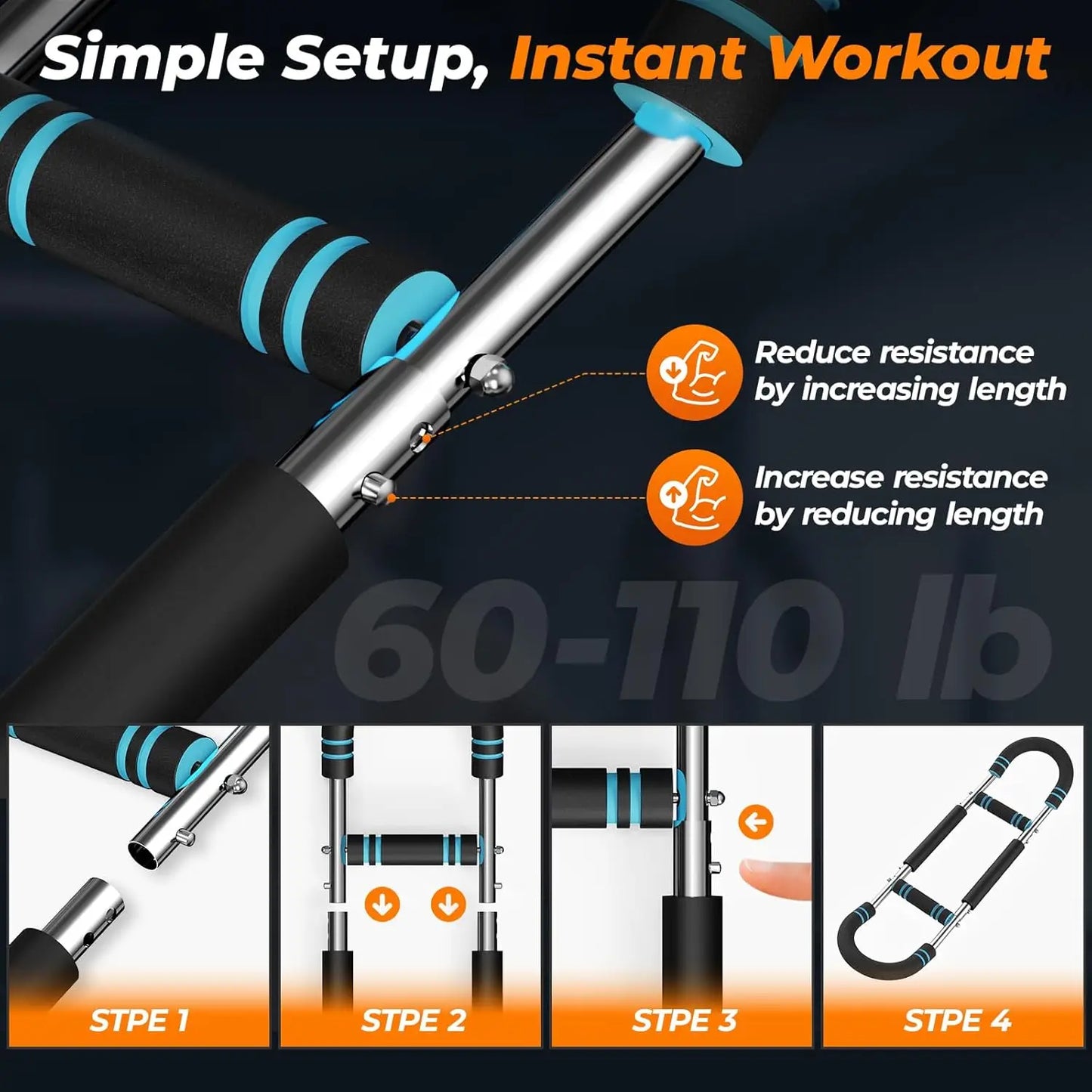 U Shape Arm Trainer Gripper 60-100 Lb Power Twister Bar