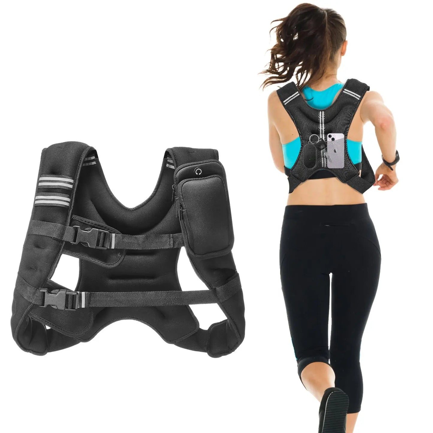 Weighted Vest 12 Lbs Adjustable Buckle For Running Fitness