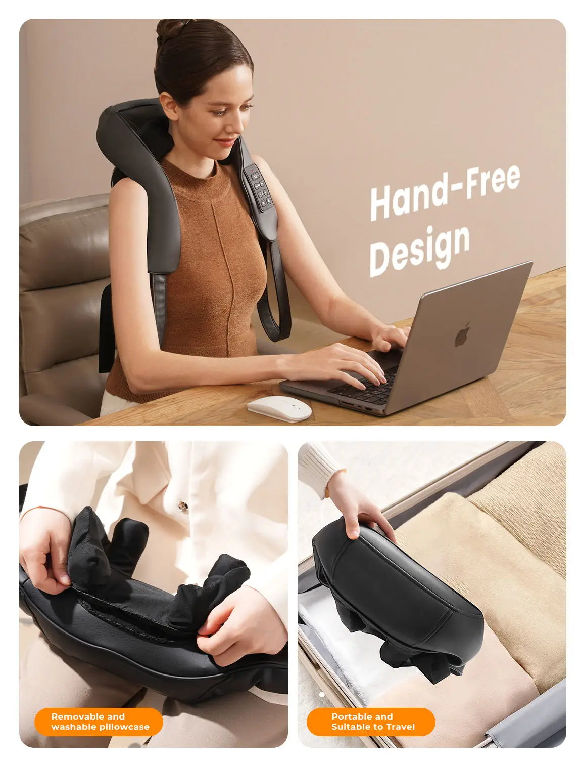 MASGRE Cordless Neck Back Massager With Adjustable Width Heat