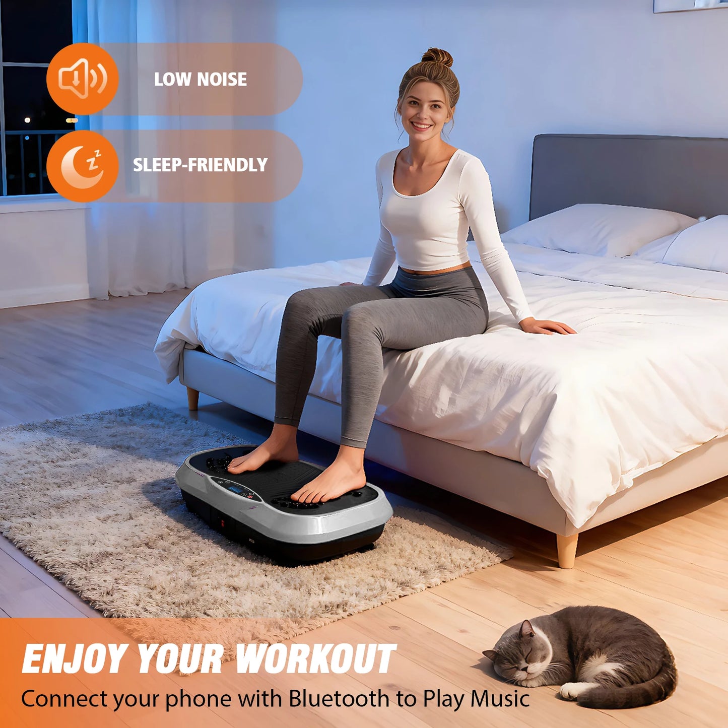 Portable Vibration Plate With Bluetooth Resistance Bands And Yoga Straps