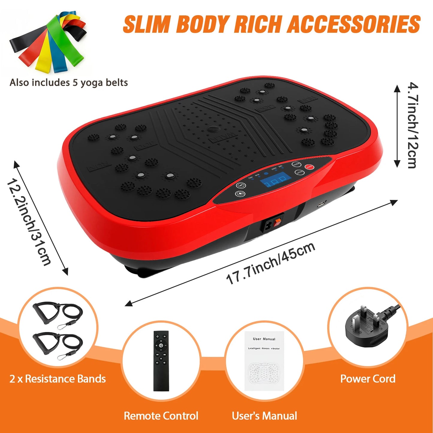 Portable Vibration Plate With Bluetooth Resistance Bands And Yoga Straps