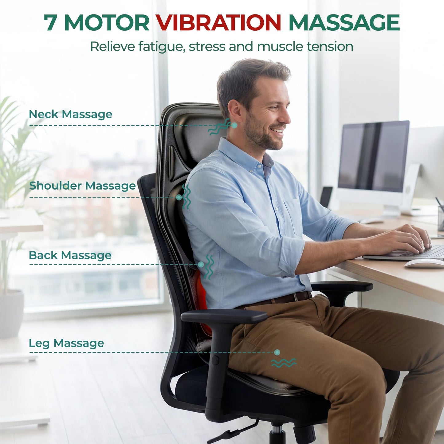 HIMOUTA Massage Seat Cushion With Heating 7 Modes For Home