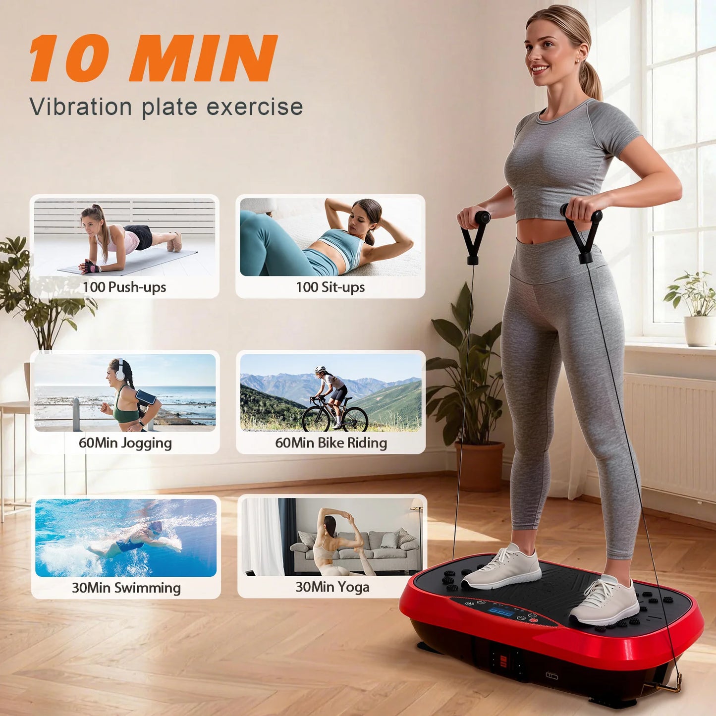 Portable Vibration Plate With Bluetooth Resistance Bands And Yoga Straps
