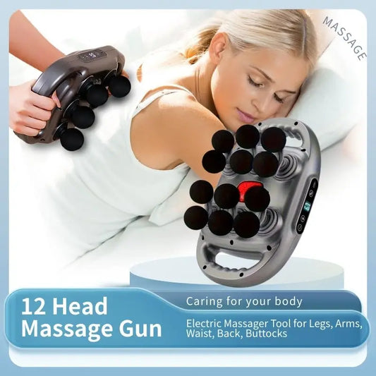 Silent 12-Head Deep Tissue Massage Gun For Full Body