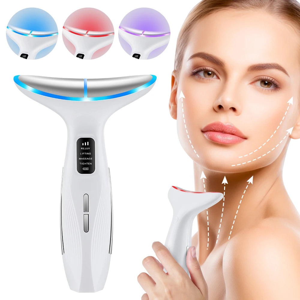 Hailicare 4 Modes LED Neck Beauty Device EMS Facial Lifting Massager