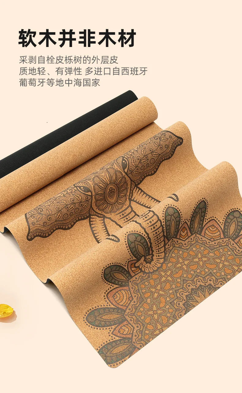 Cork Yoga Mat With Extra Thick Rubber Grip Portable